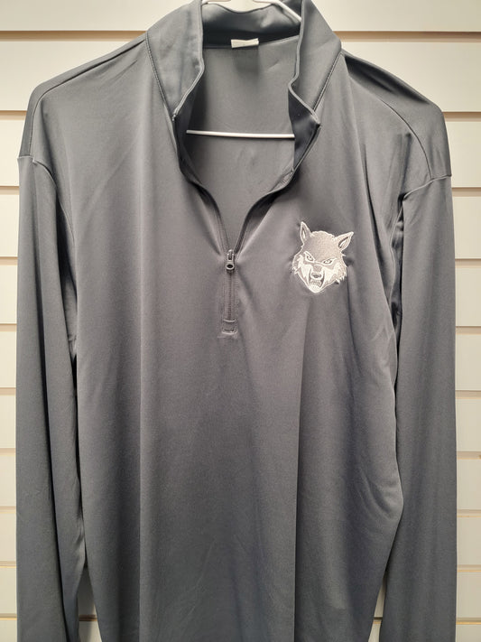 1/4 Zip Grey Wolf Head