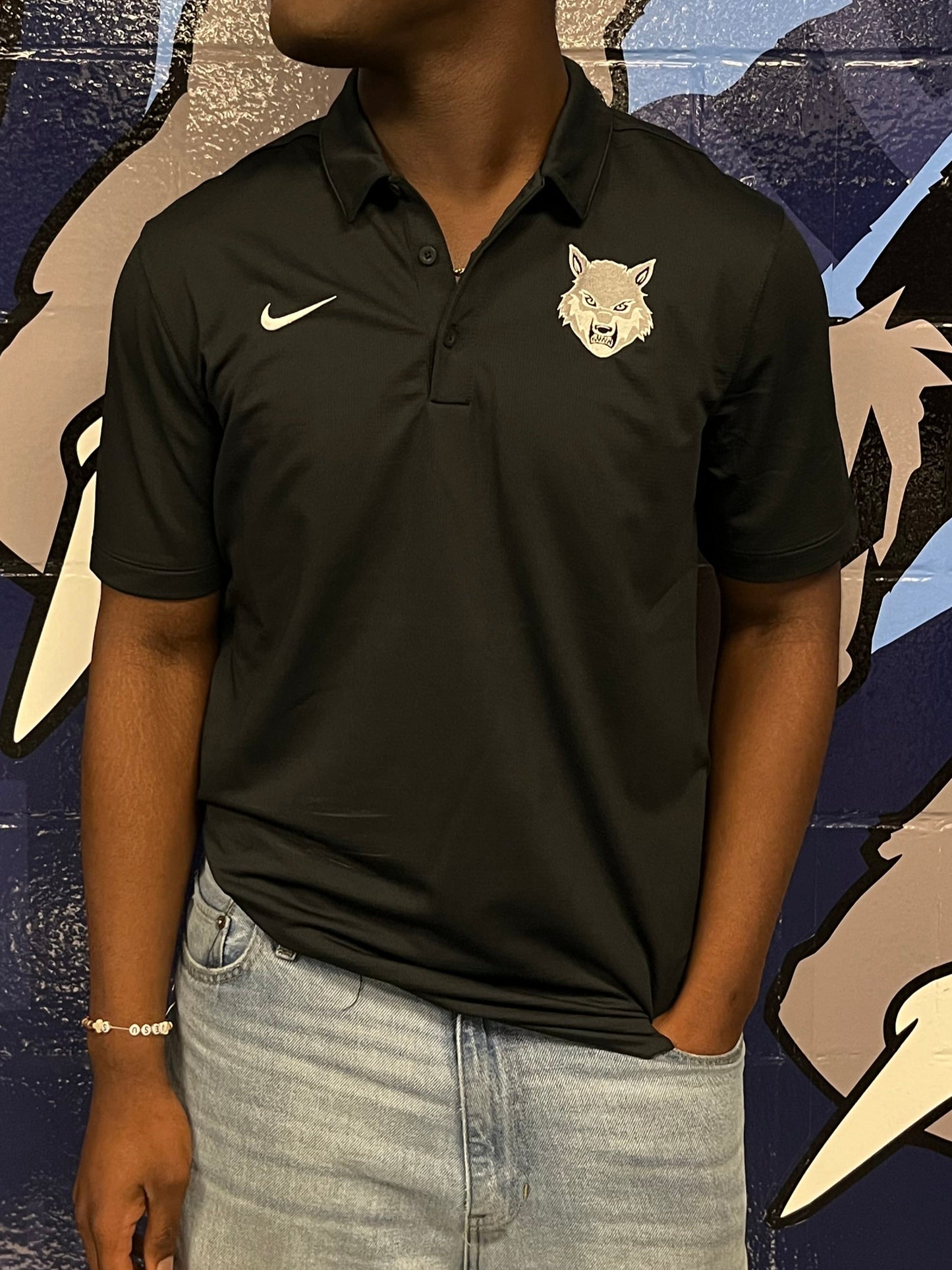 Dri Fit Black Wolf Head Polo