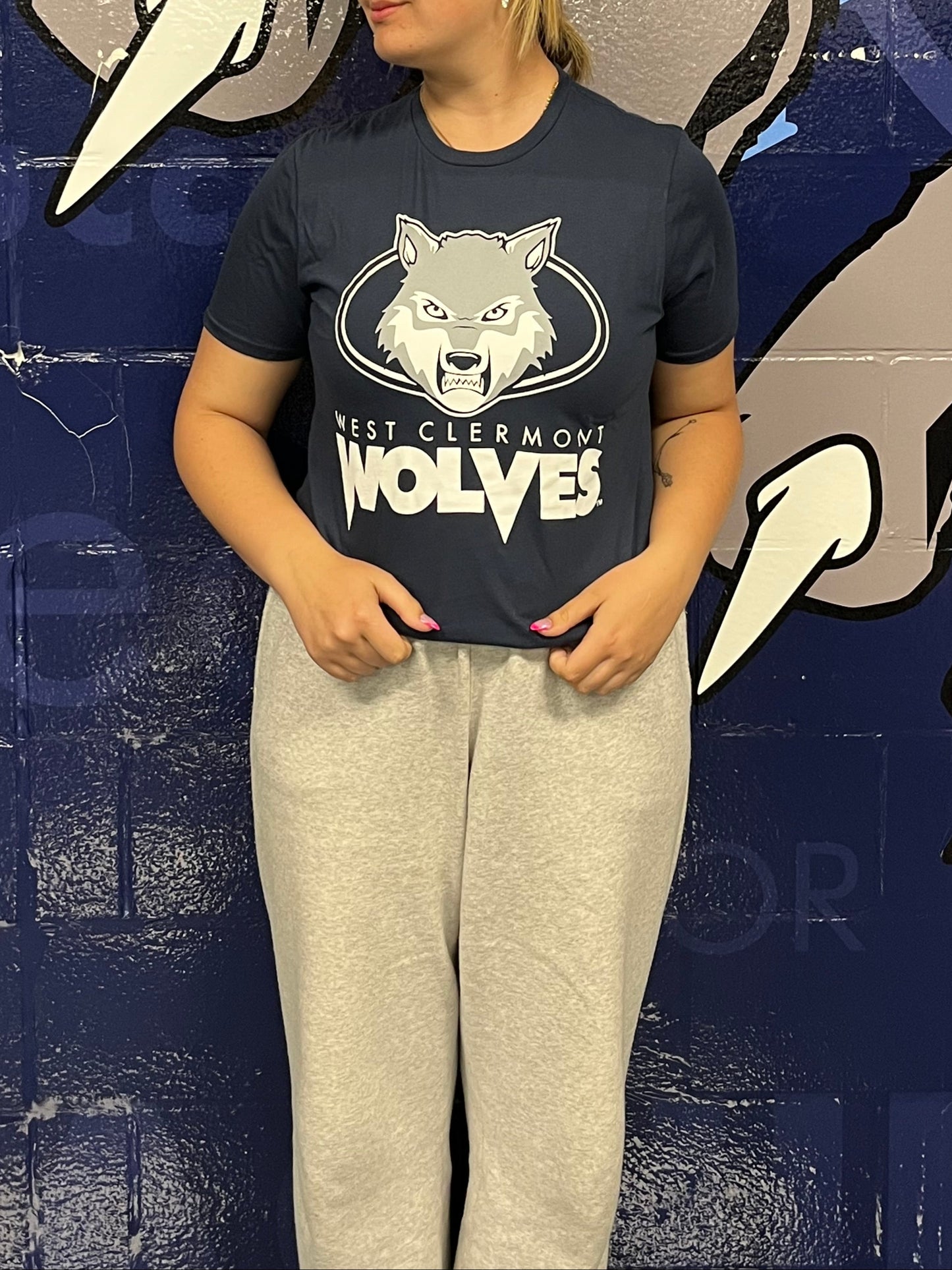 Youth Short Sleeve Navy Wolf Head