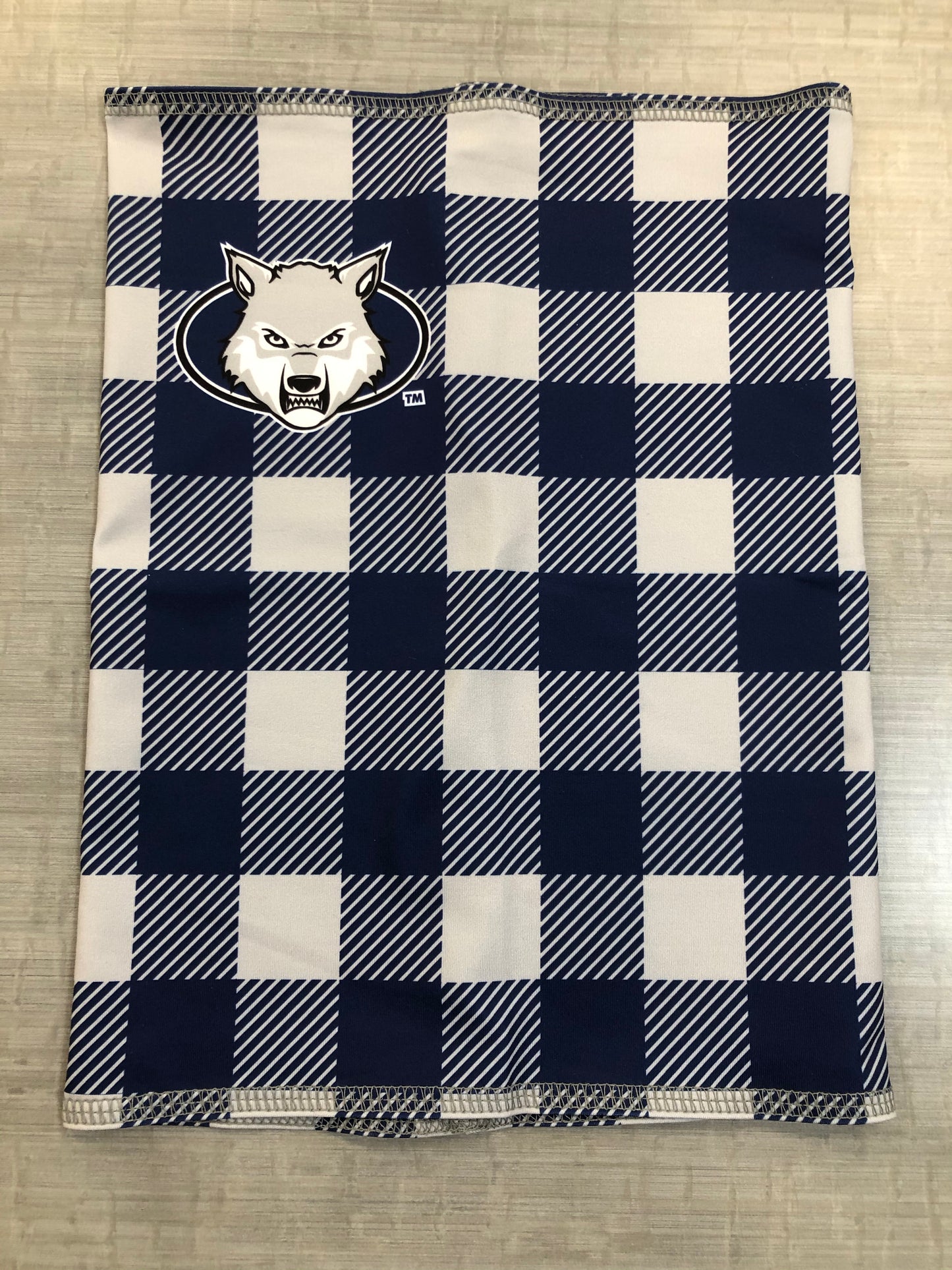 Neck Buff - Wolf Head - Navy/Grey Check