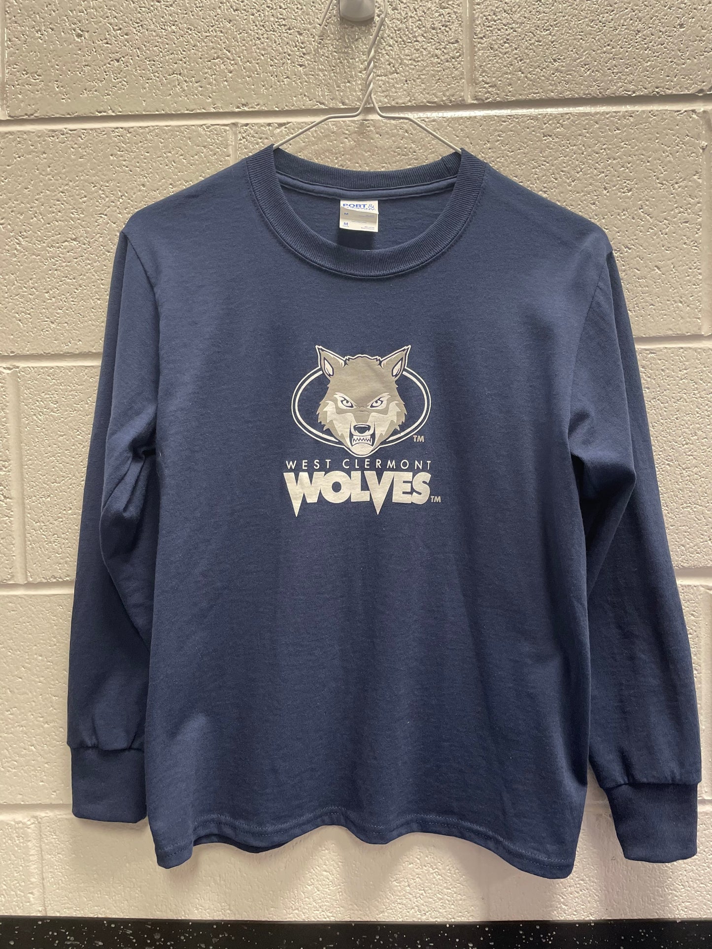 Youth Long Sleeve - Wolf Head - Navy