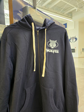 Full Zip Navy Hooded Sweatshirt - Wolf Head