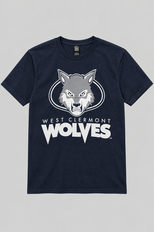 Youth Short Sleeve Navy Wolf Head