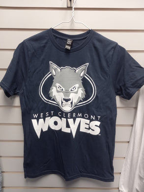 Youth Short Sleeve Navy Wolf head