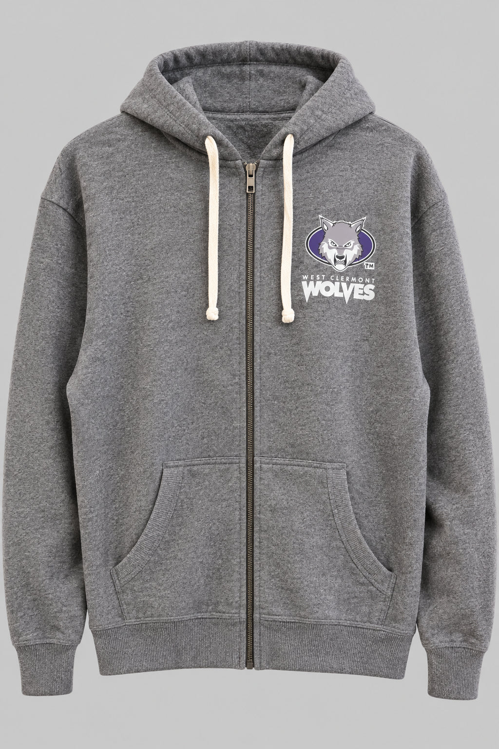 Full Zip - Gray Hooded Sweatshirt – WCHS Wolves Spirit Shop