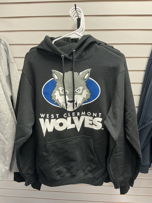 Black Hoodie with navy/white/gray logo