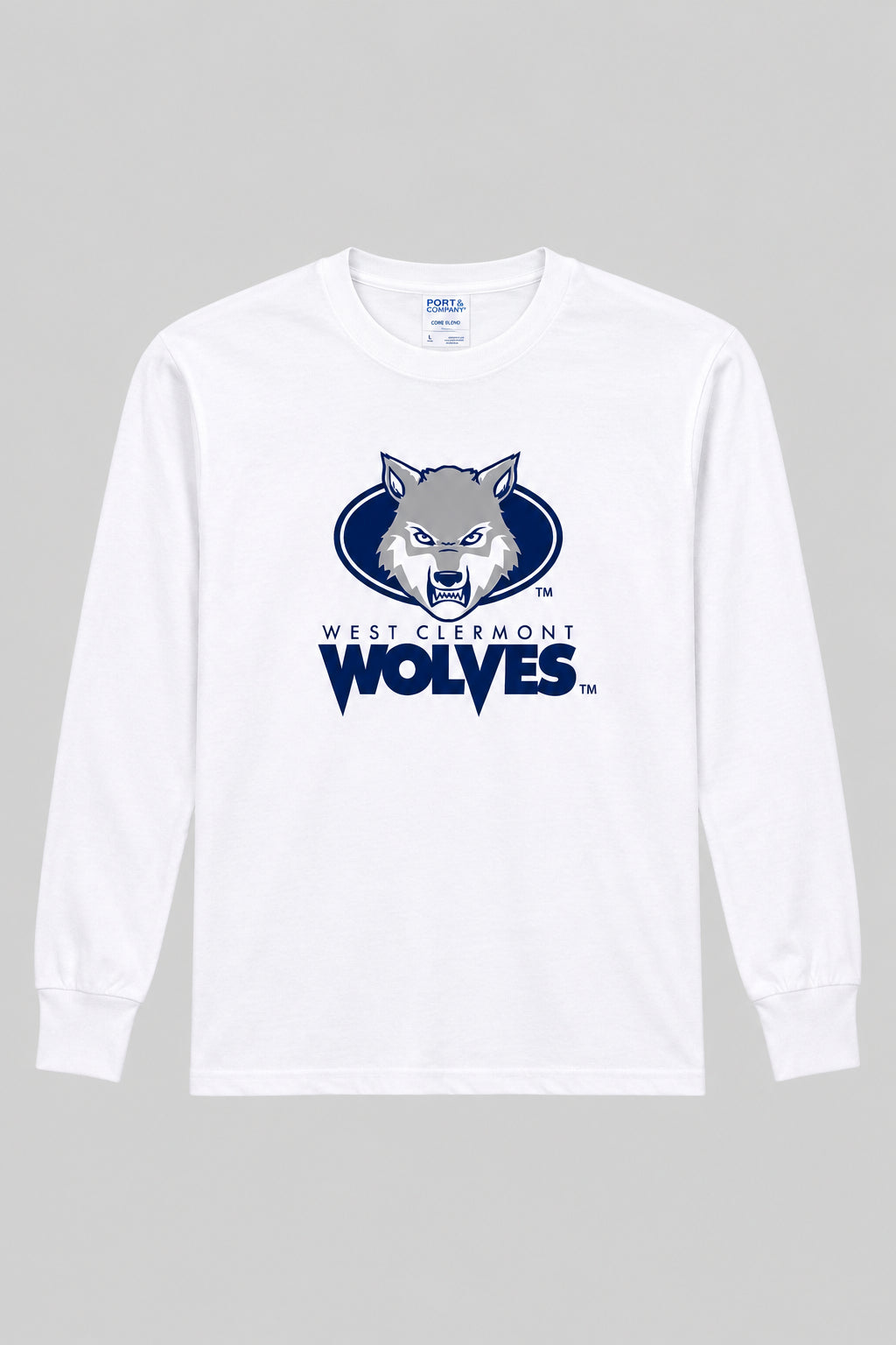 Youth Long Sleeve - Wolf Head - White