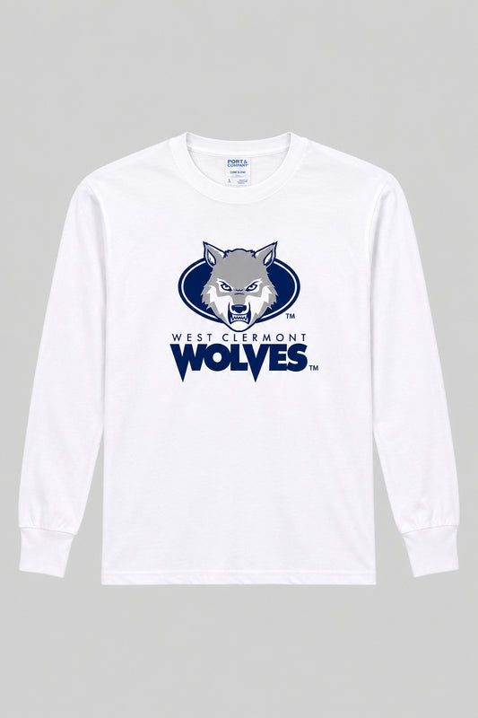 Youth Long Sleeve - Wolf Head - White