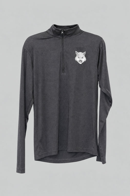 1/4 Zip Grey Wolf Head