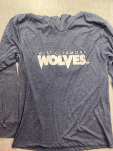 Hooded Long Sleeve - Wolves - Navy